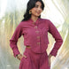 cotton linen rust pink coord set with cute heart buttons