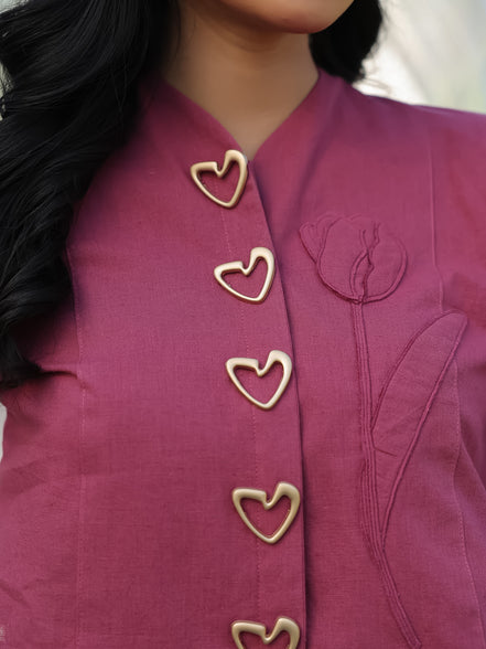cute aesthetic heart buttons and applique tulip