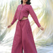 cute summery pink maroon cotton linen coord set 