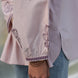 Light pink shirt with tulip dori  embroidery on sleeves