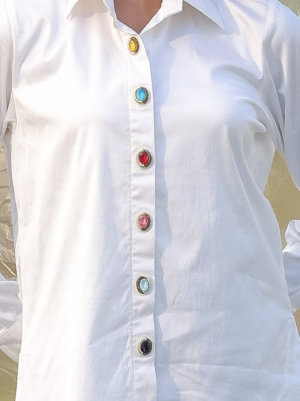 colorful semi precious stone buttons with dabka handwork