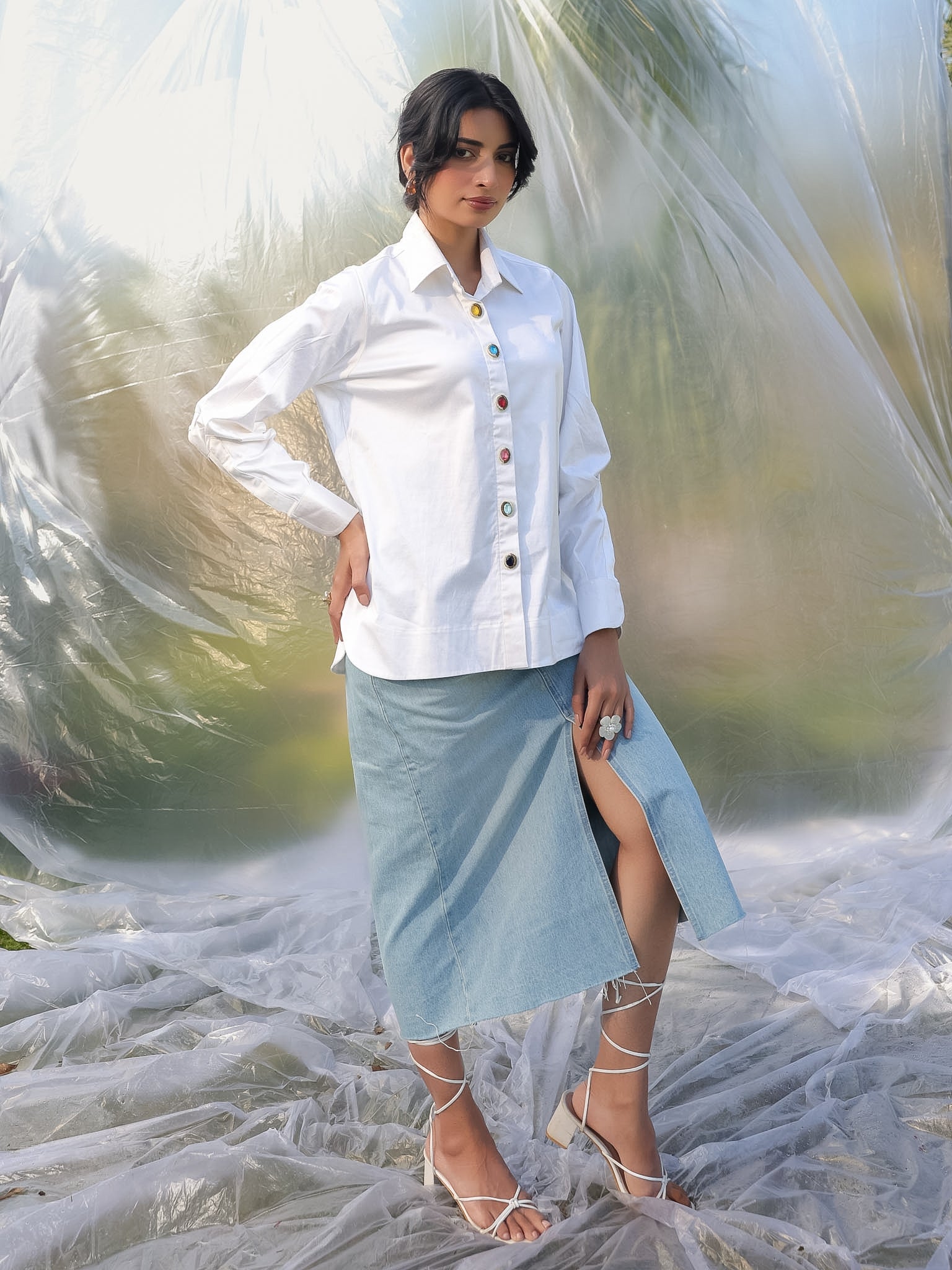 white cotton lycra shirt, a perfect statement shirt for all occasions