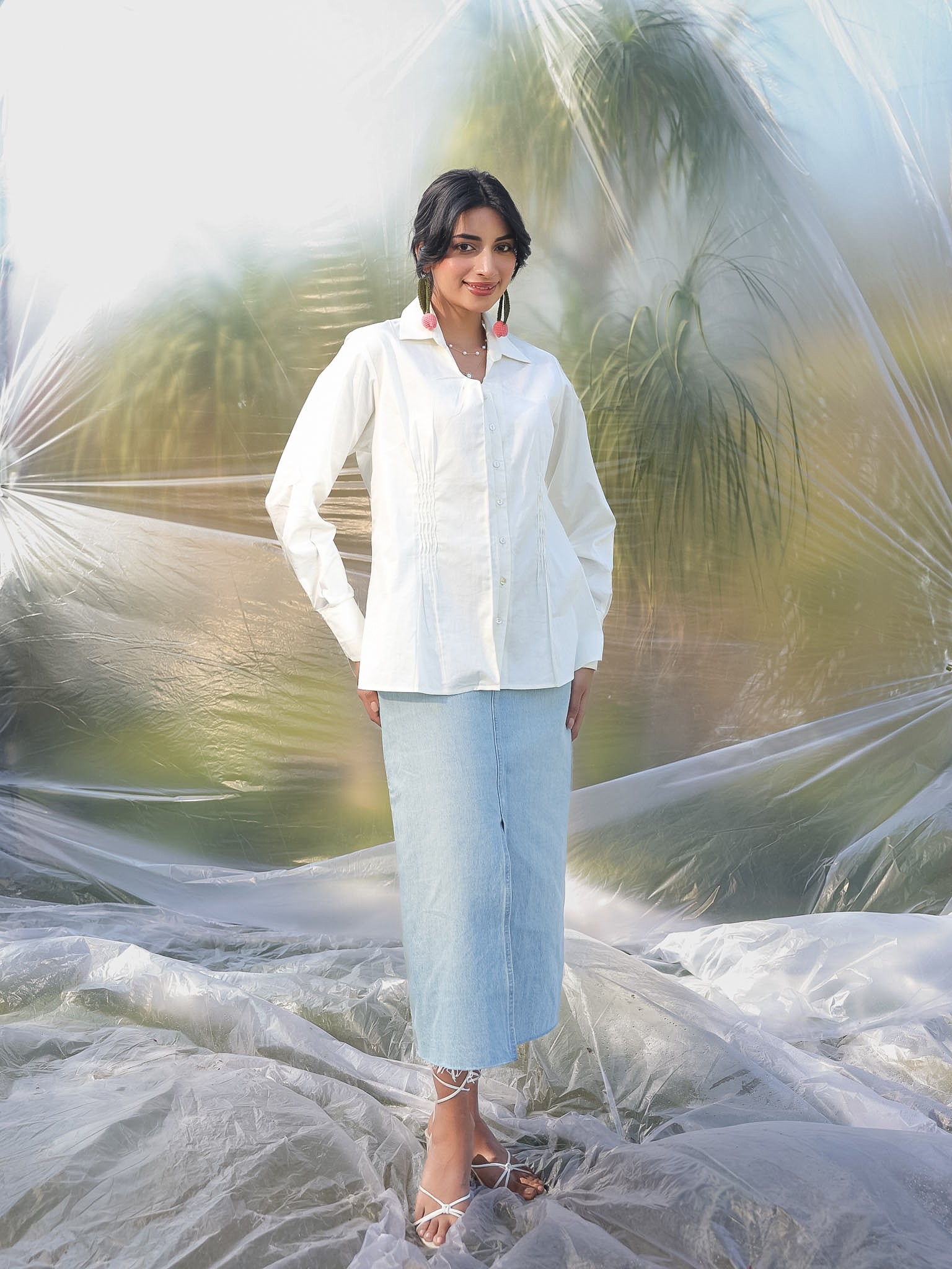 high fashion white shirt with pinktucks detailing perfect for casual wear, party wear and formal wear