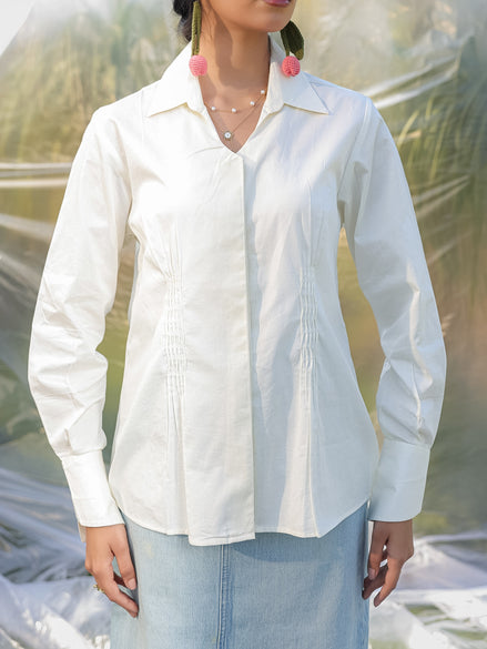 white pintucks formal classy shirt