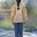 beige frilled party wear high fashion luxurious shirt for women