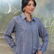 pure silk habutai grey shirt with grey dori embroidery