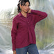 a wine twisted front shirt perfect for casual ocassions