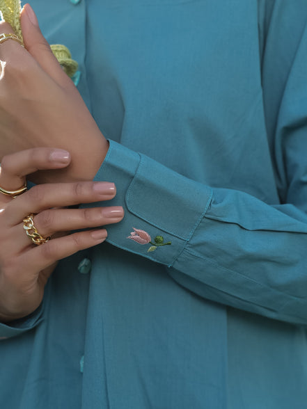 aesthetic stylish cuff with minimal and cute tulip embroidery