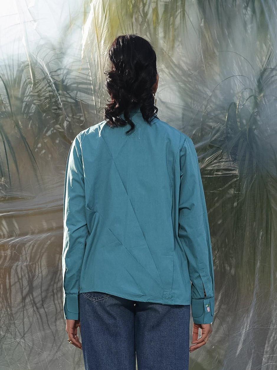 aesthetic and stylish teal blue summery shirt