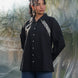 Black cotton shirt with white embroidery