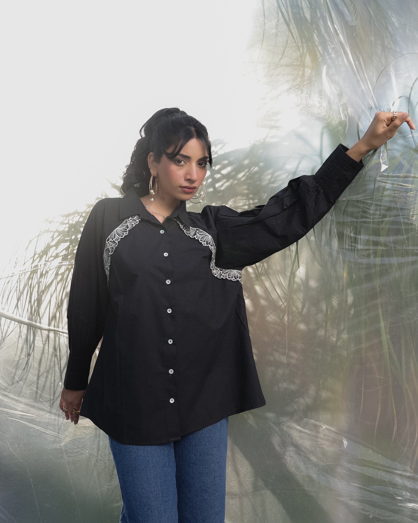 black party wear, casual wear and formal wear stylish shirt for women