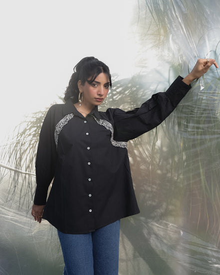 black party wear, casual wear and formal wear stylish shirt for women