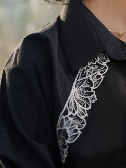 intricate white tulip embroidery