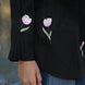 Delicate tulip resham embroidery on cotton linen or flex shirt