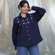 navy blue cotton poplin shirt perfect for casual, party and formal occasions