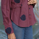 delicate tulip embroidered flowers patched on the shirt and cuff