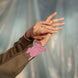 aesthetic contrast pink tulip embroidered patch on cuff