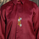 smart and unique and designer shirt with a resham embroidered tulip tie